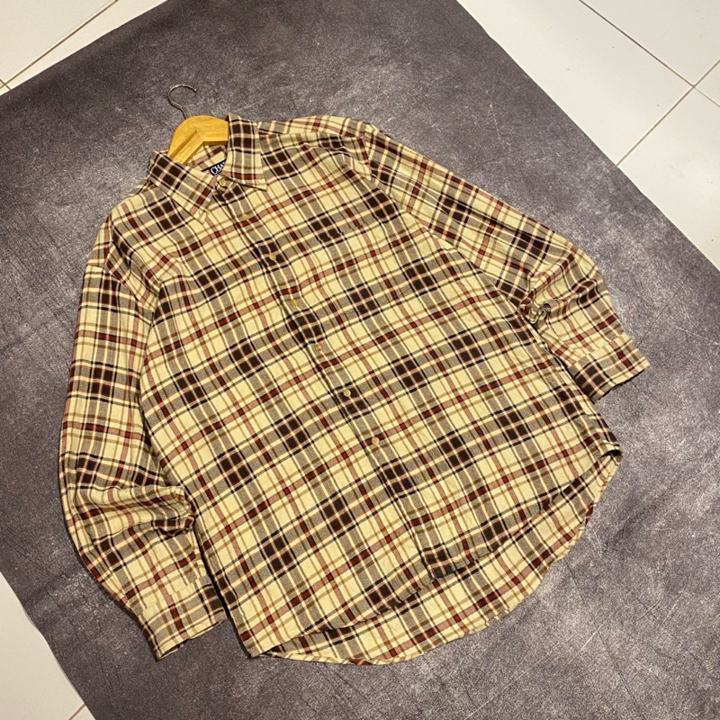 Chaps Ralph Lauren Flannel Shirt Kemeja Kotak Coklat Brown