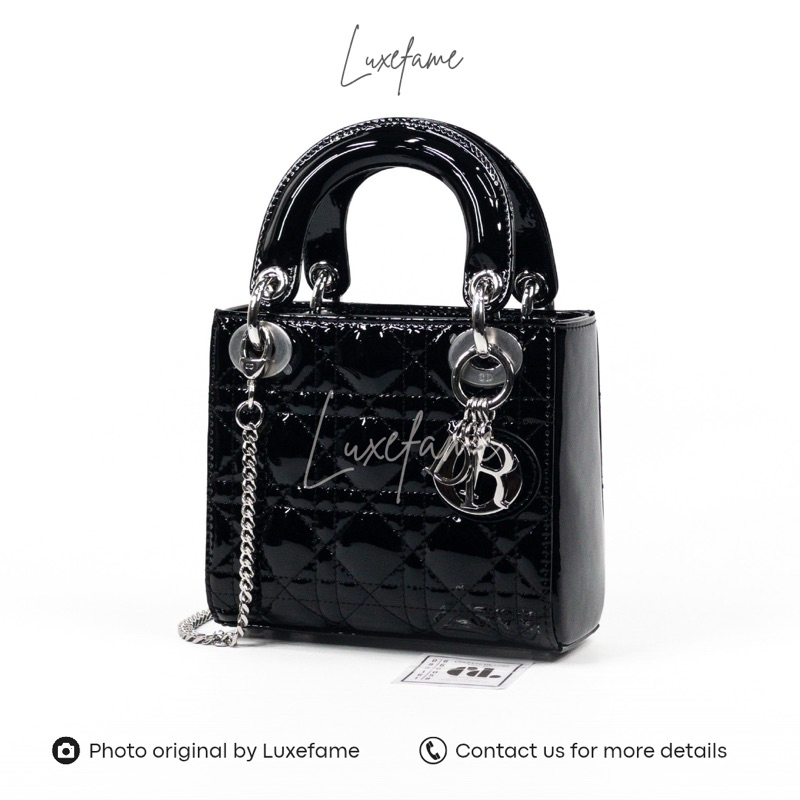 Mini Lady D Bag in Black SHW