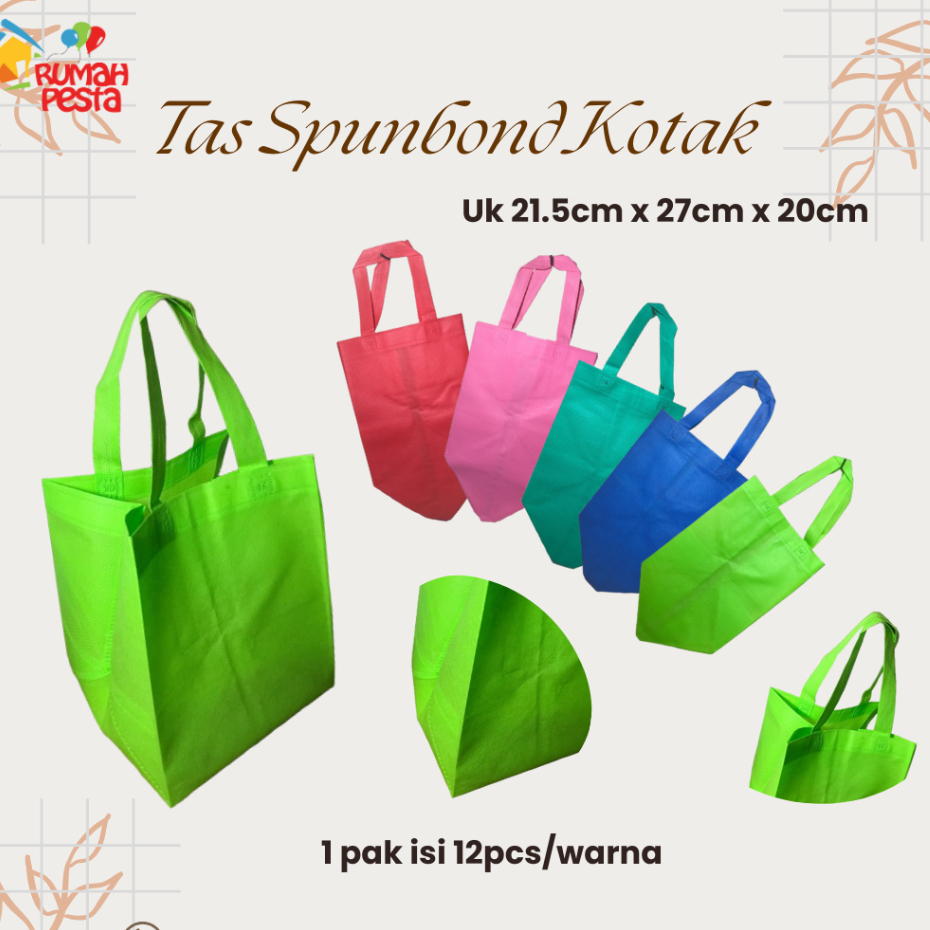 

(12pcs) Tas SpunBond Kotak UK 21.5cm x 27cm 20cm
