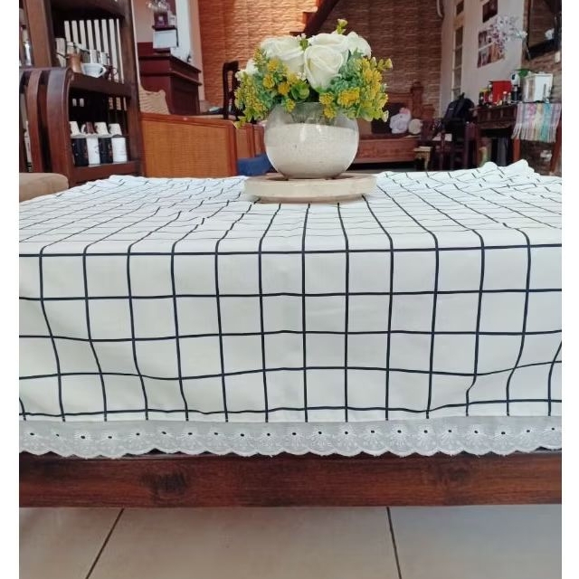 DISKON Taplak meja makan bahan katun mikro uk 140cm x 220cm, 120cm x 200cm, 120cm x 120cm, 100cm x 1