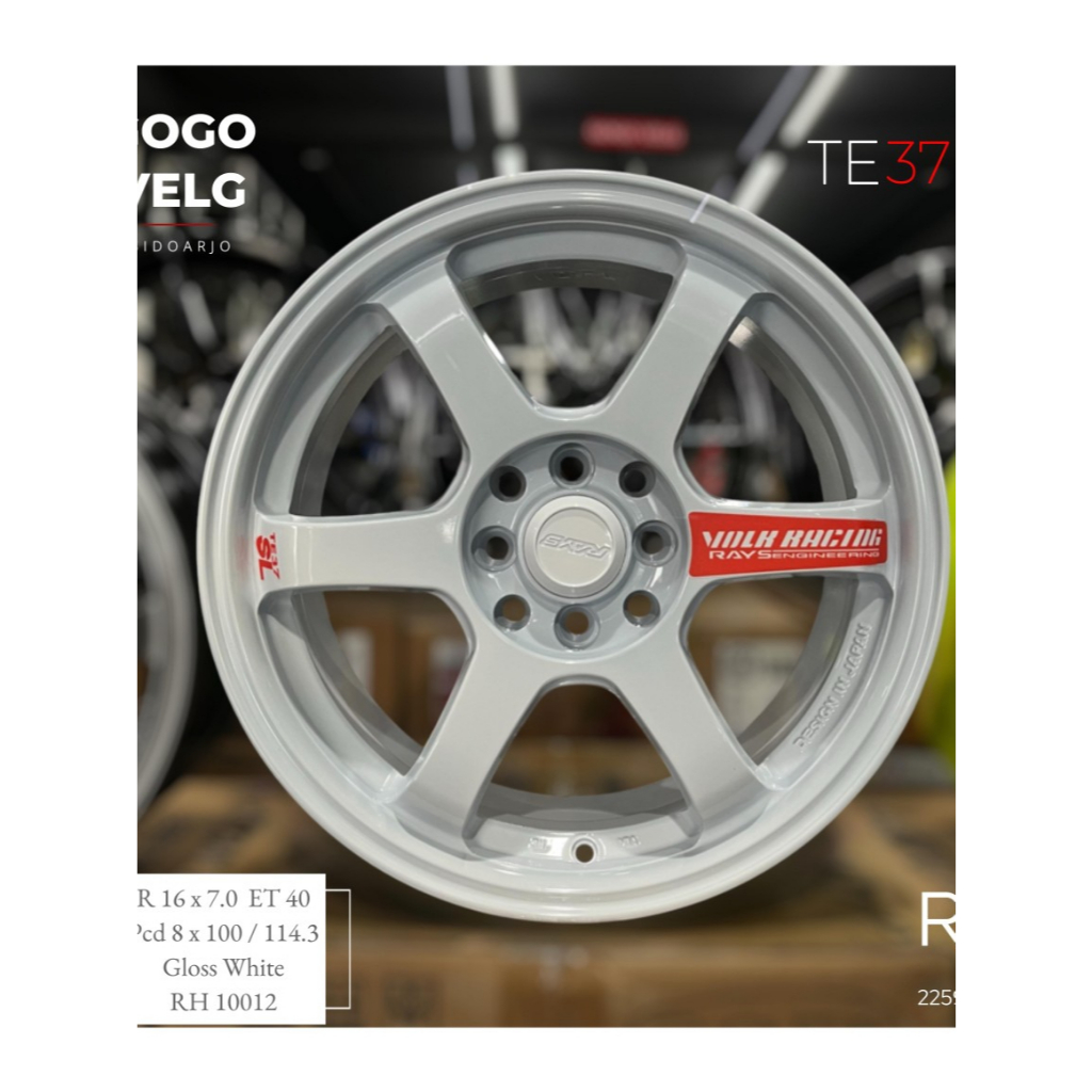 Velg Mobil TE37 R16 Gloss White PCD 8X100/114,3 Lebar 7 ET 42 Brio Agya Avanza Kijang Yaris Ring 16