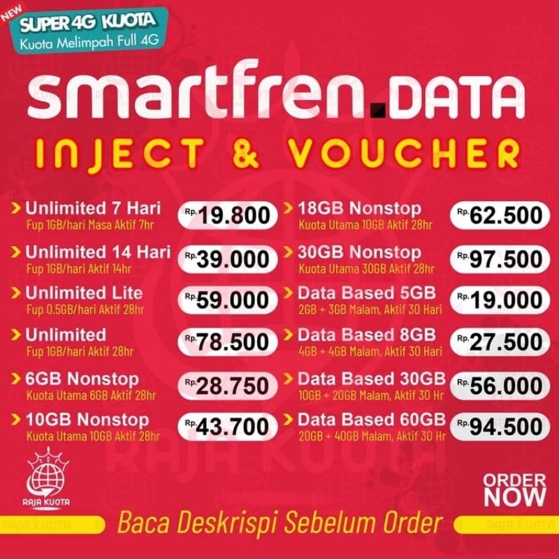 Kuota Smartfren Unlimited Smartfren 10GB 16GB 30GB 60GB Data Smartfren Nonstop