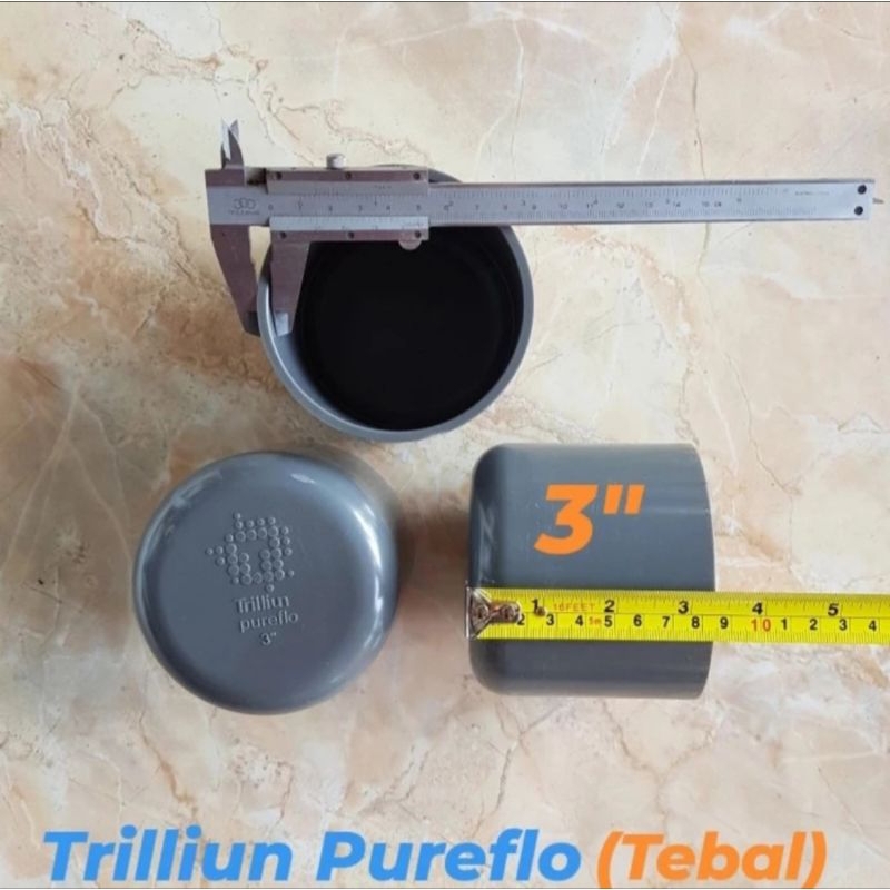 Dop-Cap-Tutup pipa PVC Trilliun Pureflo 3" tebal