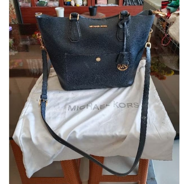 Tas Bucket Sling Bag Wanita Otentik Genuine Ori Michael Kors Biru Navy