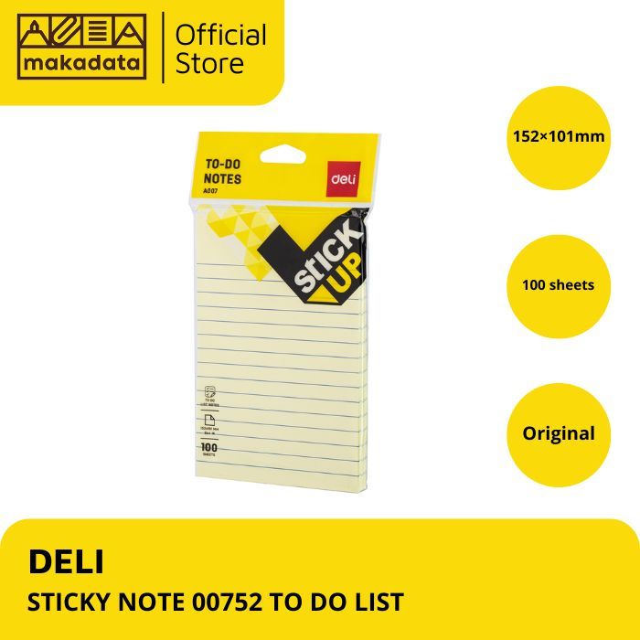 

DELI STICKY NOTE 152x101 MM / DELI MEMO STICK 00752 TO DO LIST (1 PCS)