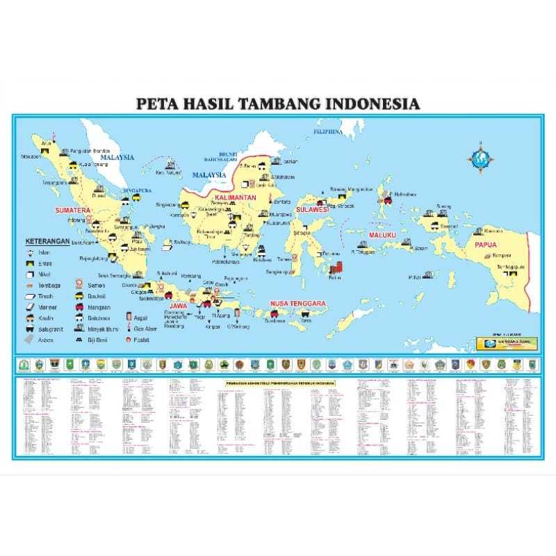 Poster Peta Hasil Tambang Di Indonesia Ukuran A3+