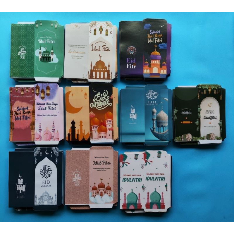 

10pcs amplop lebaran panjang motif muslim siap pakai / angpau lebaran