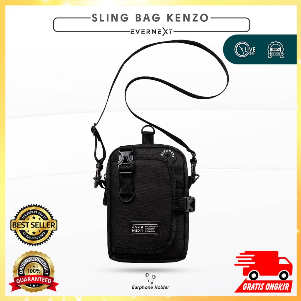SLING BAG KENZO MINI PRIA - EVERNEXT | Tas Selempang Pria Kecil Unisex Waterproof Anti Air