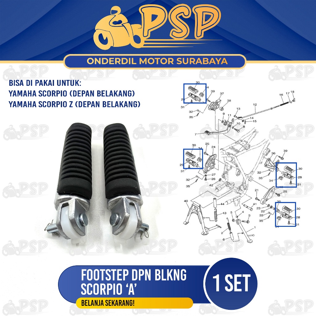 Footstep Belakang Scorpio - Futstep Postep Barstep Pijakan Kaki Depan / Belakang Yamaha Scorpio Z