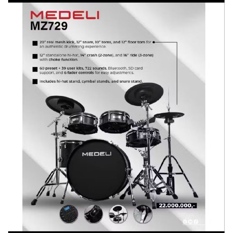 Drum elektrik Medeli mz729 digital drum medeli mz-729 Original Best Product