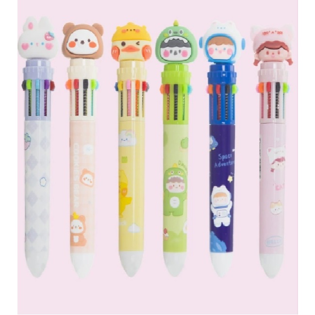 LUCKY CAT - PULPEN 10 WARNA ANIMAL ASTRONOT LUCU | PEN 10 WARNA | PULPEN WARNA WARNI LUCU | ALAT TUL