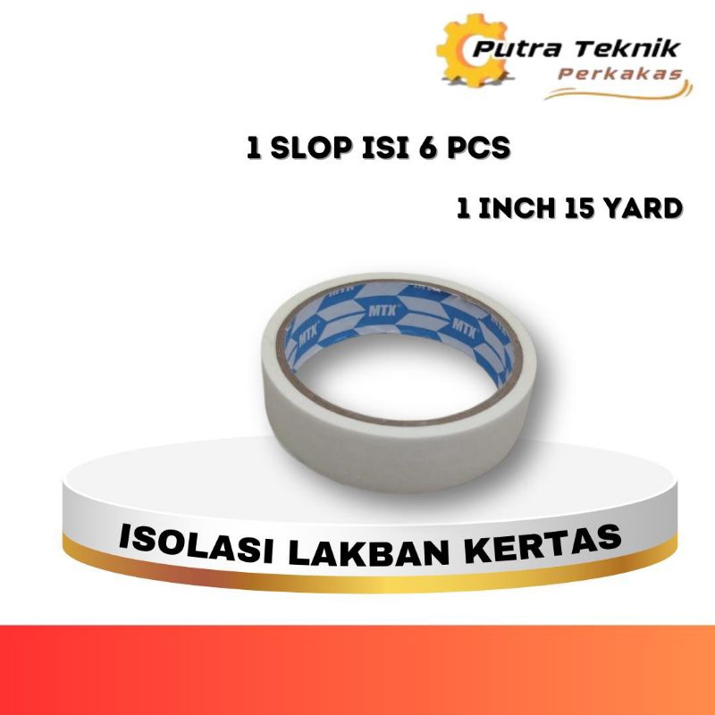 MASKING TAPE ISOLASI LAKBAN KERTAS 1 INCH 15 YARD 1SLOP ISI 6PCS