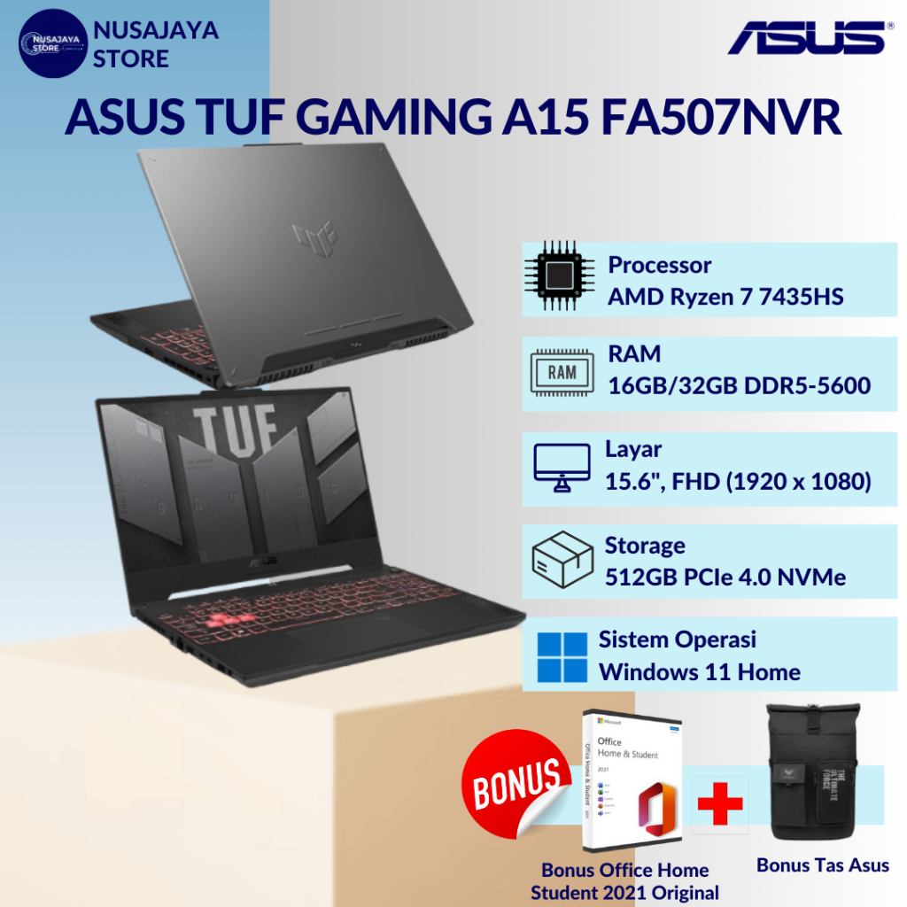 ASUS TUF GAMING A15 FA507NVR RYZEN 7-7435H 16GB 512GB RTX4060 15.6" W11 OHS