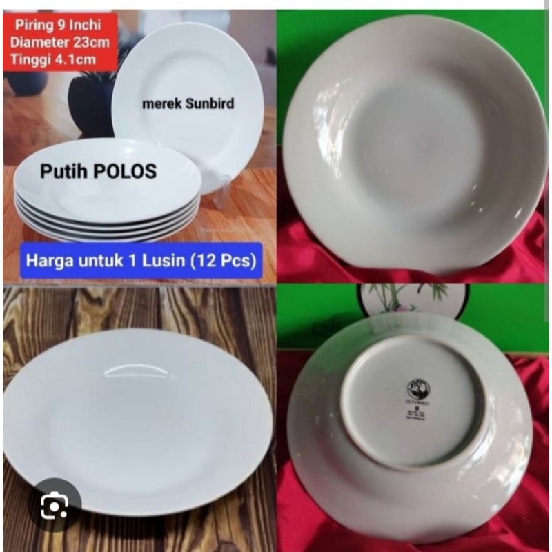 piring keramik polos 9 inc diameter 23 cm harga satu lusin