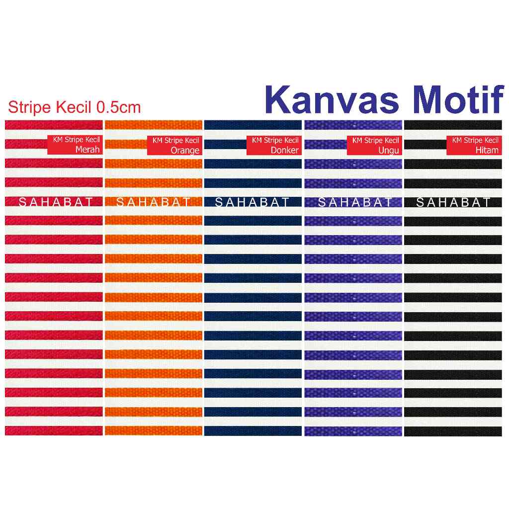 Kanvas Motif Stripe Garis Kecil / Kanvas Katun / Bahan Kain Tas