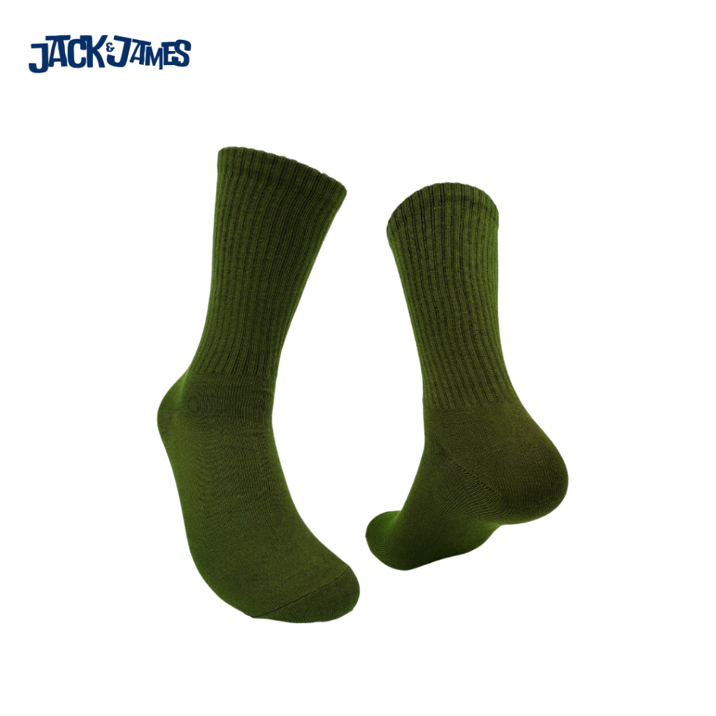 JACK & JAMES Kaos Kaki Crew Oldschool Polos/Basic Hijau Army