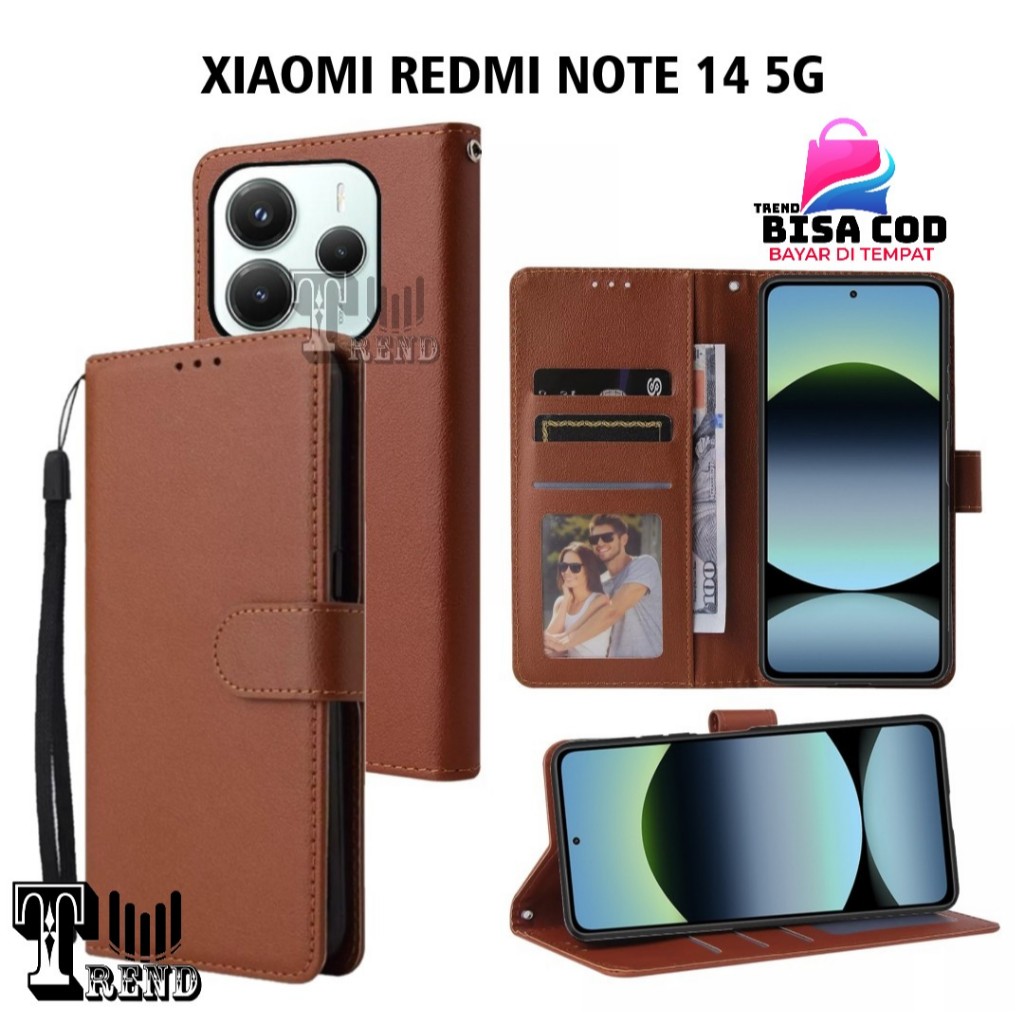 LEATHER CASE FLIP XIAOMI REDMI NOTE 14 5G - FLIP CASE KULIT UNTUK XIAOMI REDMI NOTE 14 5G