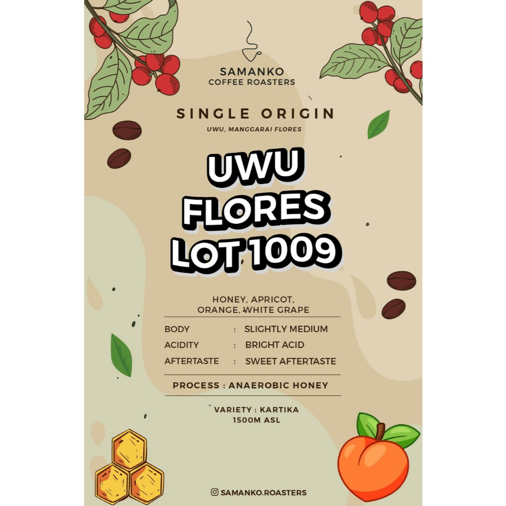 

Uwu Flores LOT 1009 Anaerob Honey - Biji, 100gr