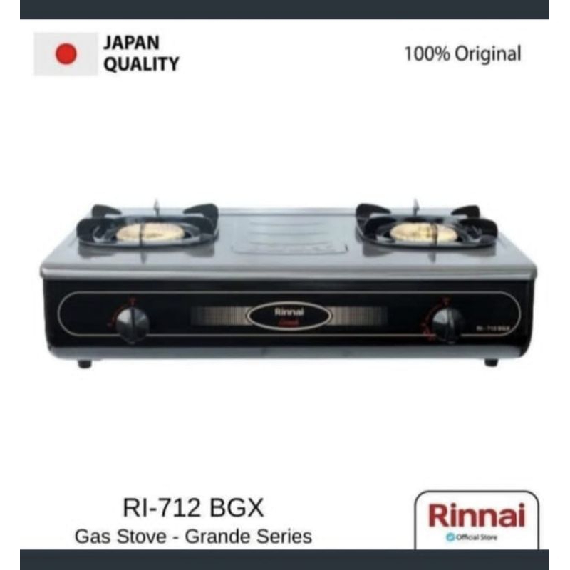 KOMPOR RINNAI 2TUNGKU RI712BGX/RINNAI RI712BGX Kompor gas 2tungku anti gores grande series/RI712BGX