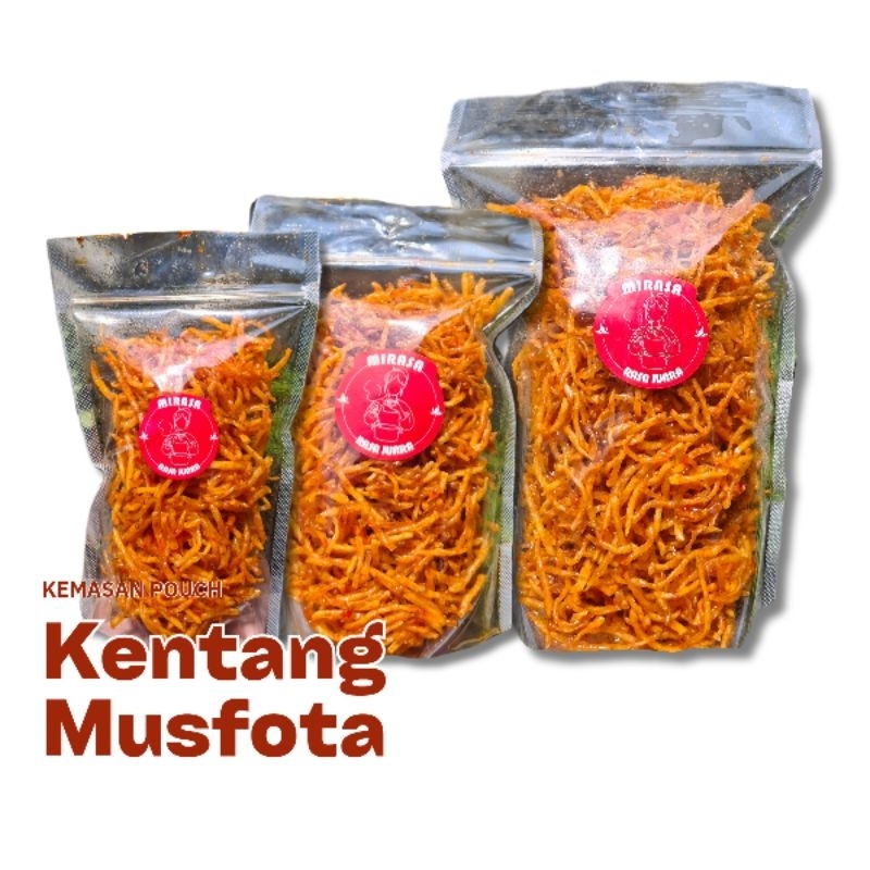 

Kering Kentang Mustofa Kemasan Pouch Pedas Manis Gurih Kriuk Enak