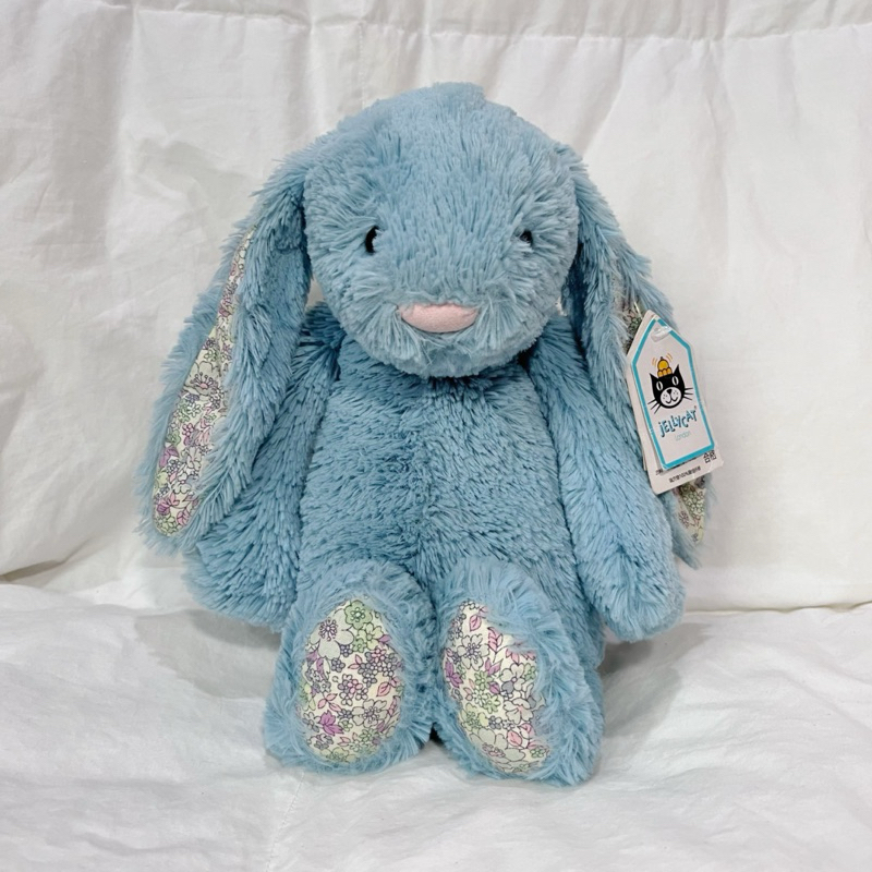 boneka jellycat bunny new original aqua blossom bunny (medium)