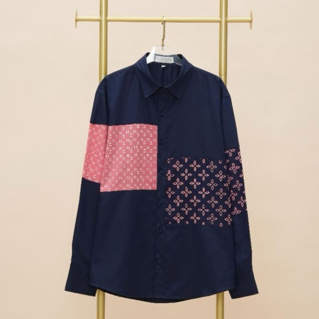 Kemeja Batik Pria FEMA Pink Tangan Panjang