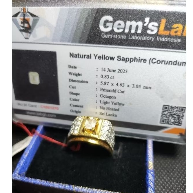 Aksesoris Cincin Yellow Sapphire Srilanka Memo GLI