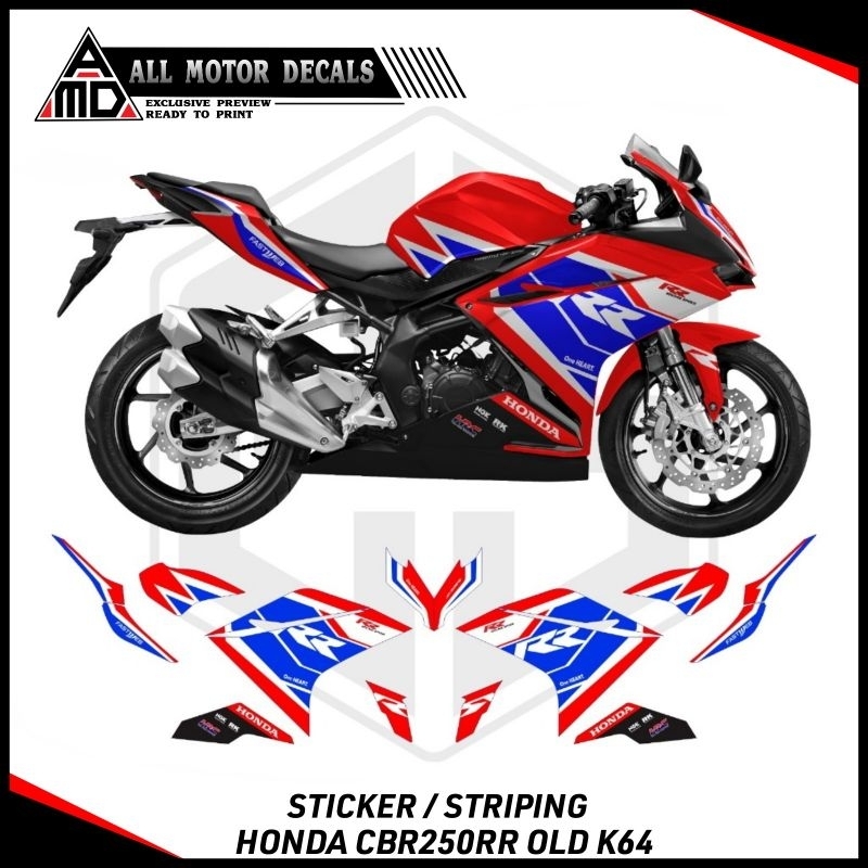 STRIPING CBR250RR OLD K64 GRAFIS RR RACING RED / STICKER HONDA CBR 250RR LAMA / DECAL MOTOR CBR 250 