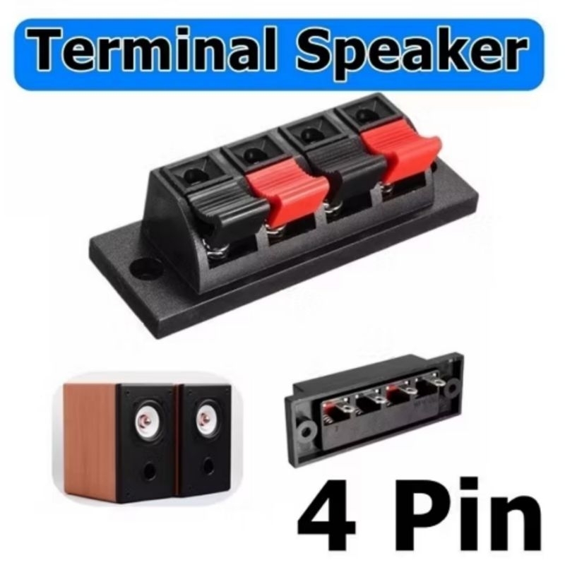 Terminal Jepit Panel Speaker 4 Pin Mono Stereo Kabel 4P Power Supply Soket Box AMPLI