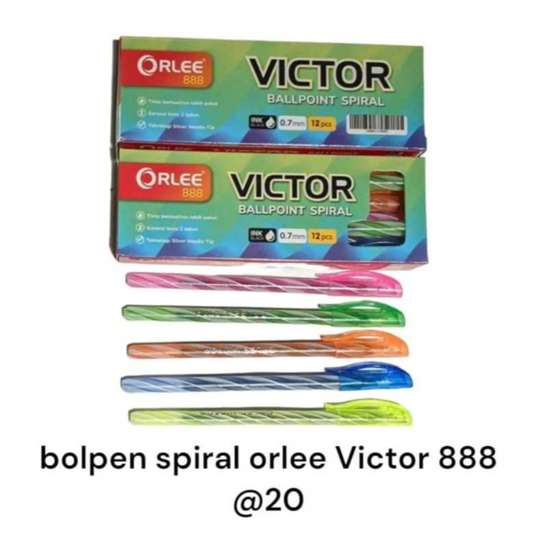 

BALLPOINT PULPEN SEMI GEL INK ORLEE 888 VICTOR SPIRAL ULIR 0,7mm BOLPEN HITAM