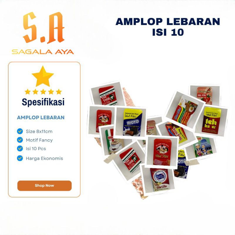 

Amplop lebaran fancy motif 1 pack isi 10 amplop