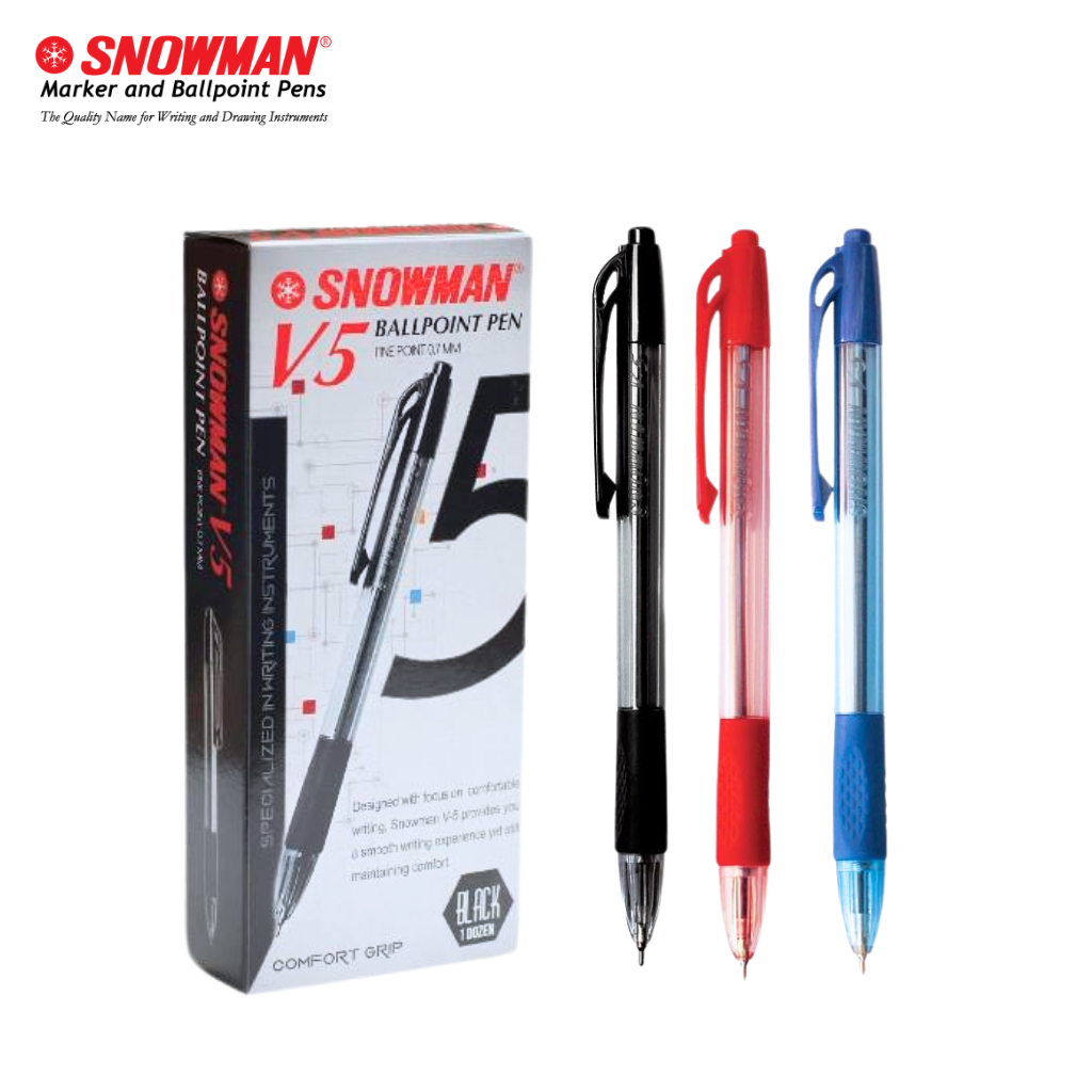 

( 12 Pcs ) Ballpoint Snowman V-5 0.7mm / Pulpen V-5 Snowman 0.7mm