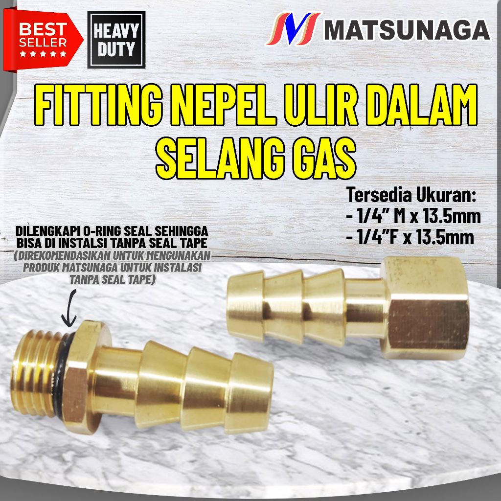 Matsunaga Nepel Selang Kuningan 1/4 Inch