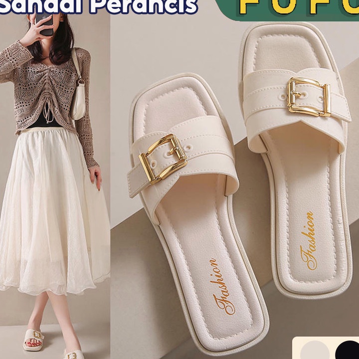Terbaik FUFU Sandal slop wanita  sandal teplek fashion  sandal casual
