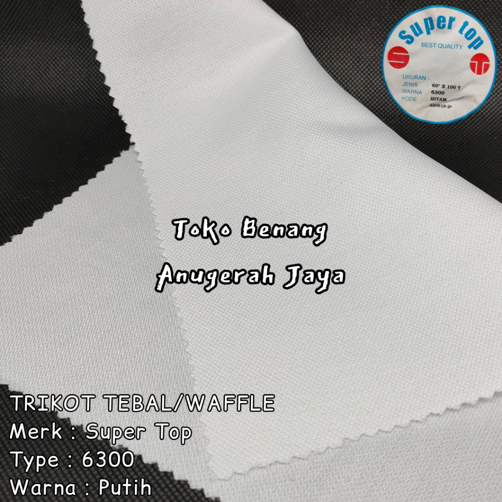 Kain Lem Trikot Wafel / Trikot Tebal Putih Super Top/Babud