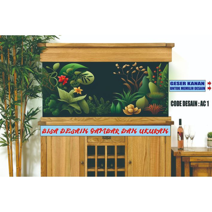 Sticker wallpaper background aquarium belakang 3d motif flower