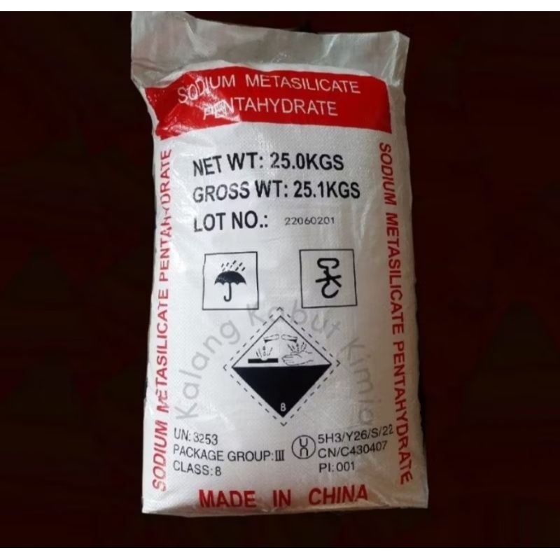 

Sodium Metasilicate Pentahydrate / Sodium Metasilikat Pentahidrat Cina 25 Kilogram Simet Penta