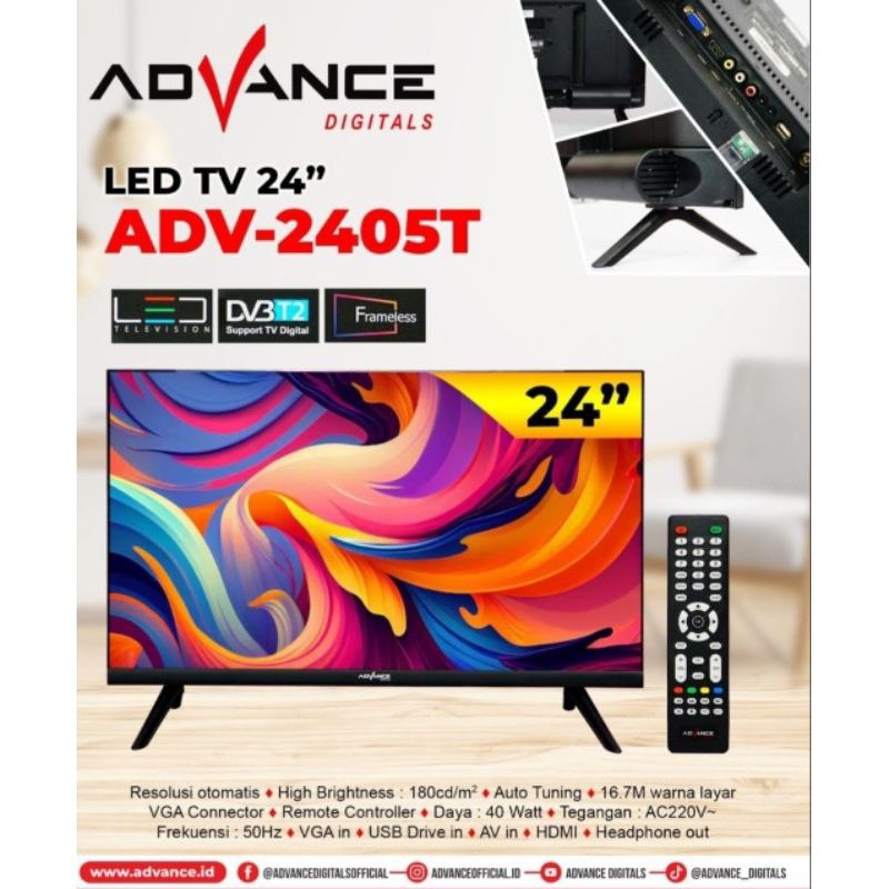 Advance 24 Inch Digital TV Garansi Resmi Frameless