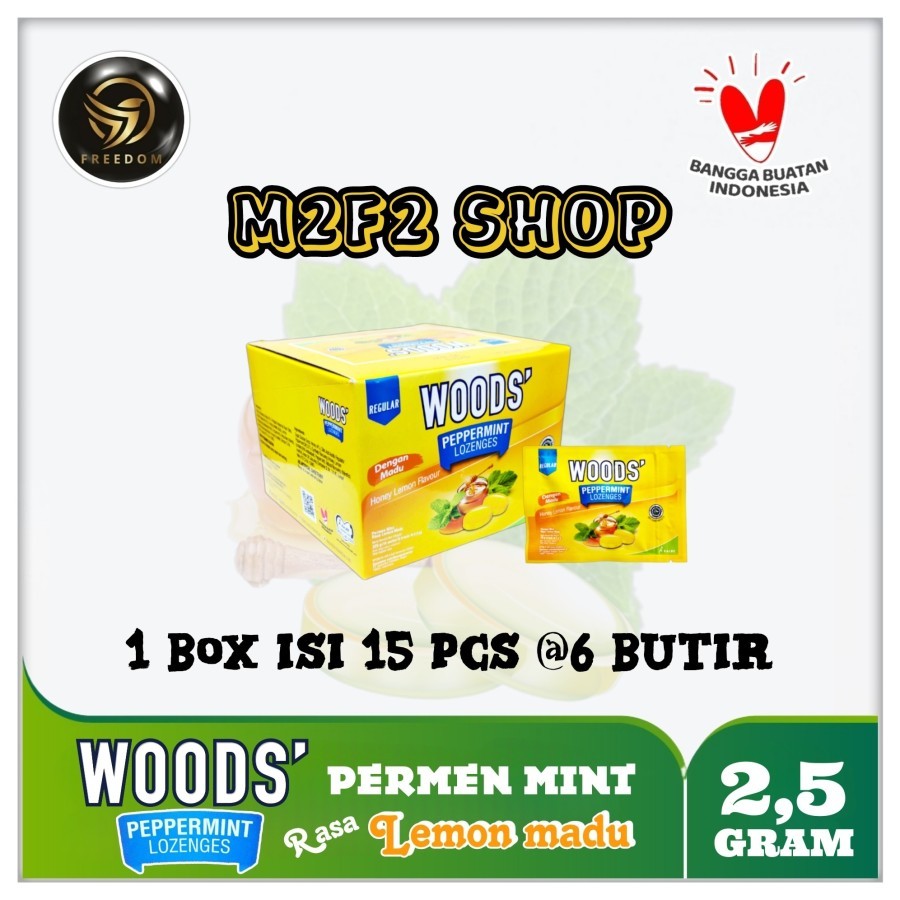 

Woods Peppermint Lozenges Honey Lemon Madu Permen Mint - 15 gr (Kemasan 1 Box)