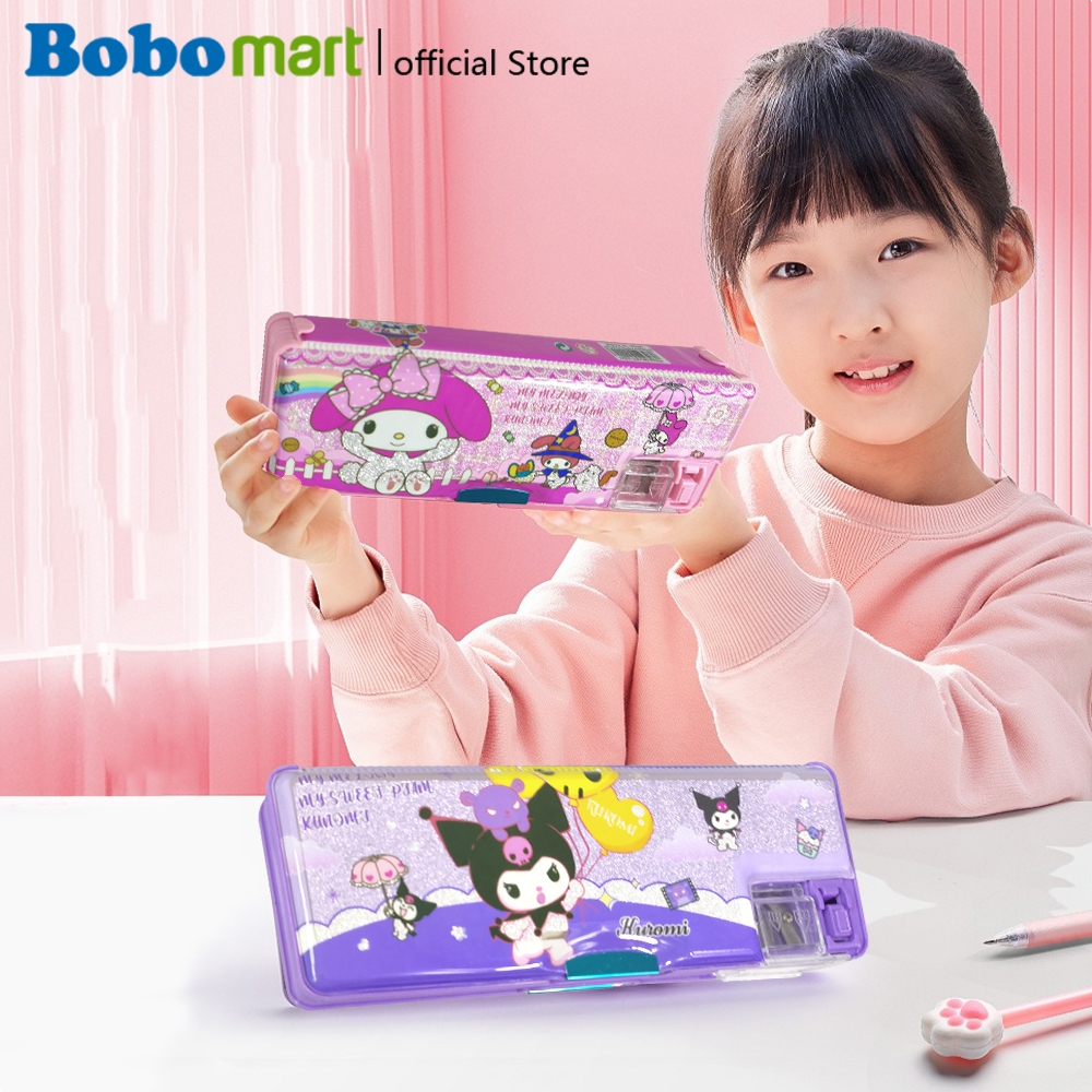 

BOBOMART Kotak Pensil Magnet Gliter KT-2221, Case Anak Sekolah Motif Karakter Kartun Lucu