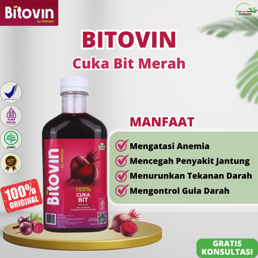 

BITOVIN - Cuka Bit Merah Solusi Anemia Menurunkan Tekanan Darah Tinggi dan Menjaga Kesehatan Jantung
