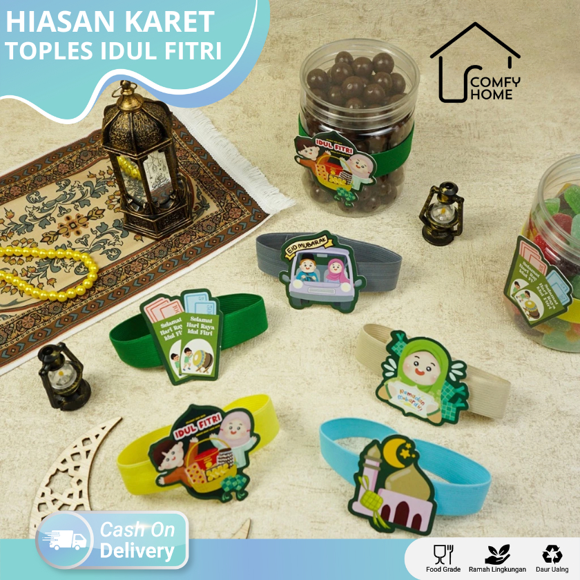 

Hiasan 5 Pcs Karet Toples lebaran Idul Fitri Karet Dan Hangtag Toples Kue Kering Aksesoris Lucu