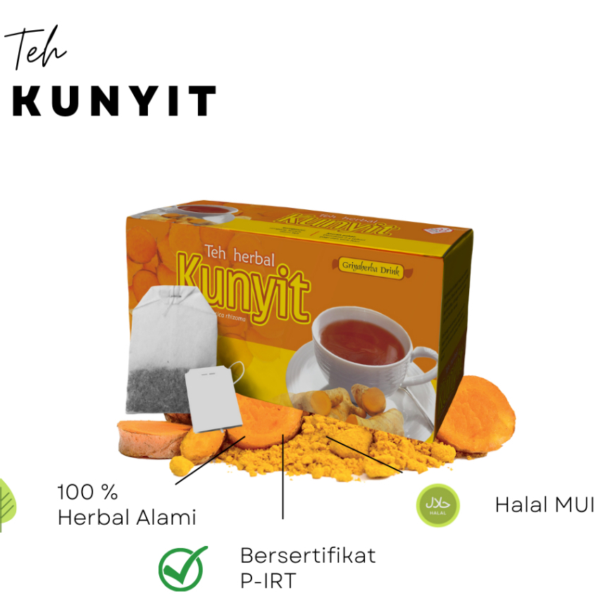 

Teh Herbal kunyit griya herba isi 20 kantong teh celup membantu meredakan maag asam lambung