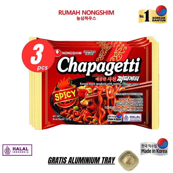 

Bundling TIGA - Nongshim Chapagetti SPICY [137 gram x 3 pcs] Instant Jajangmyeon Noodles