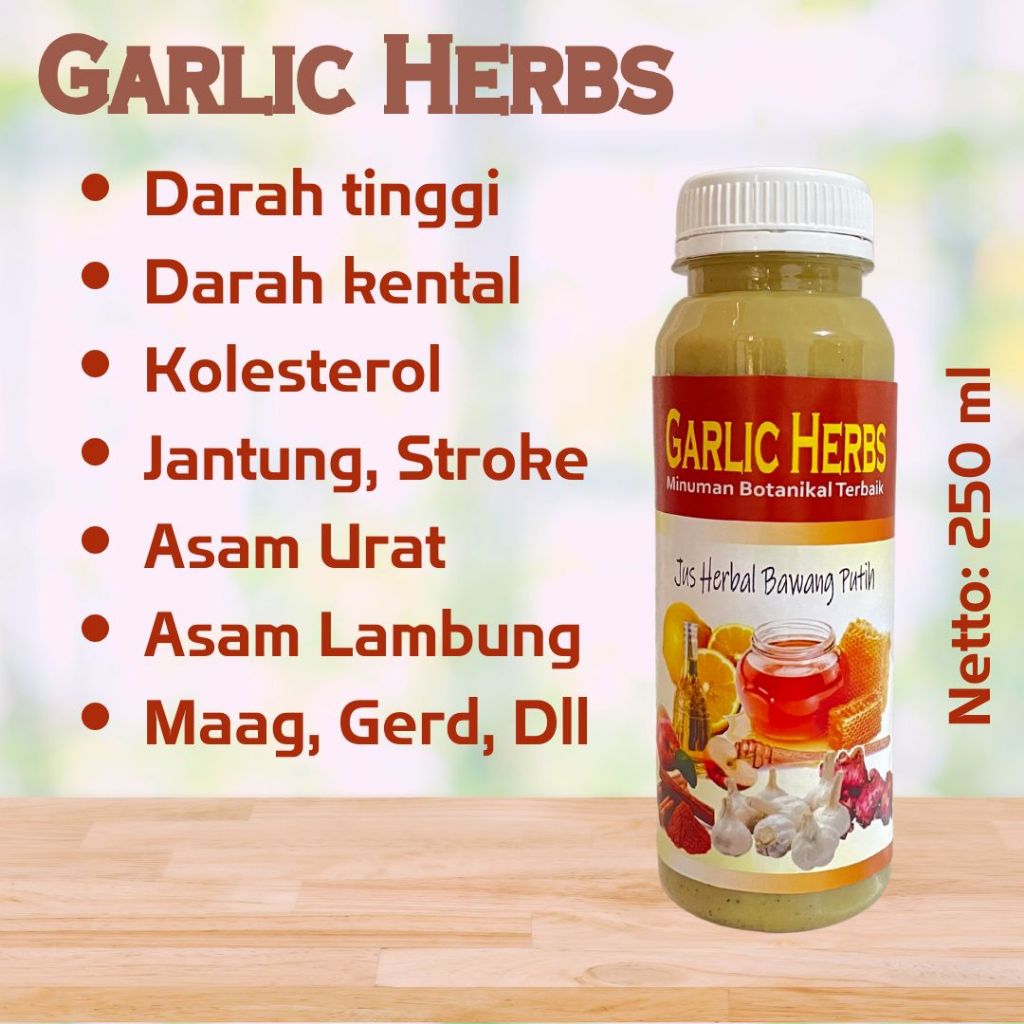 

Garlic Herbs 250 ml - Jus Bawang Putih Herbal Jahe Merah Lemon California Madu Cuka Apel Kayumanis - Darah tinggi, Kolesterol, Detox, Minuman Sehat