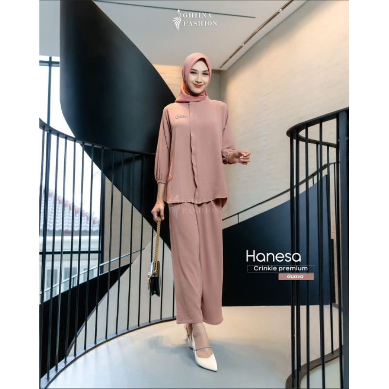 ONE SET MURAH || ONE SET KEKINIAN DEWASA || ONE SET CELANA POLOS  || BAHAN CRINKLE PREMIUM || HANESA