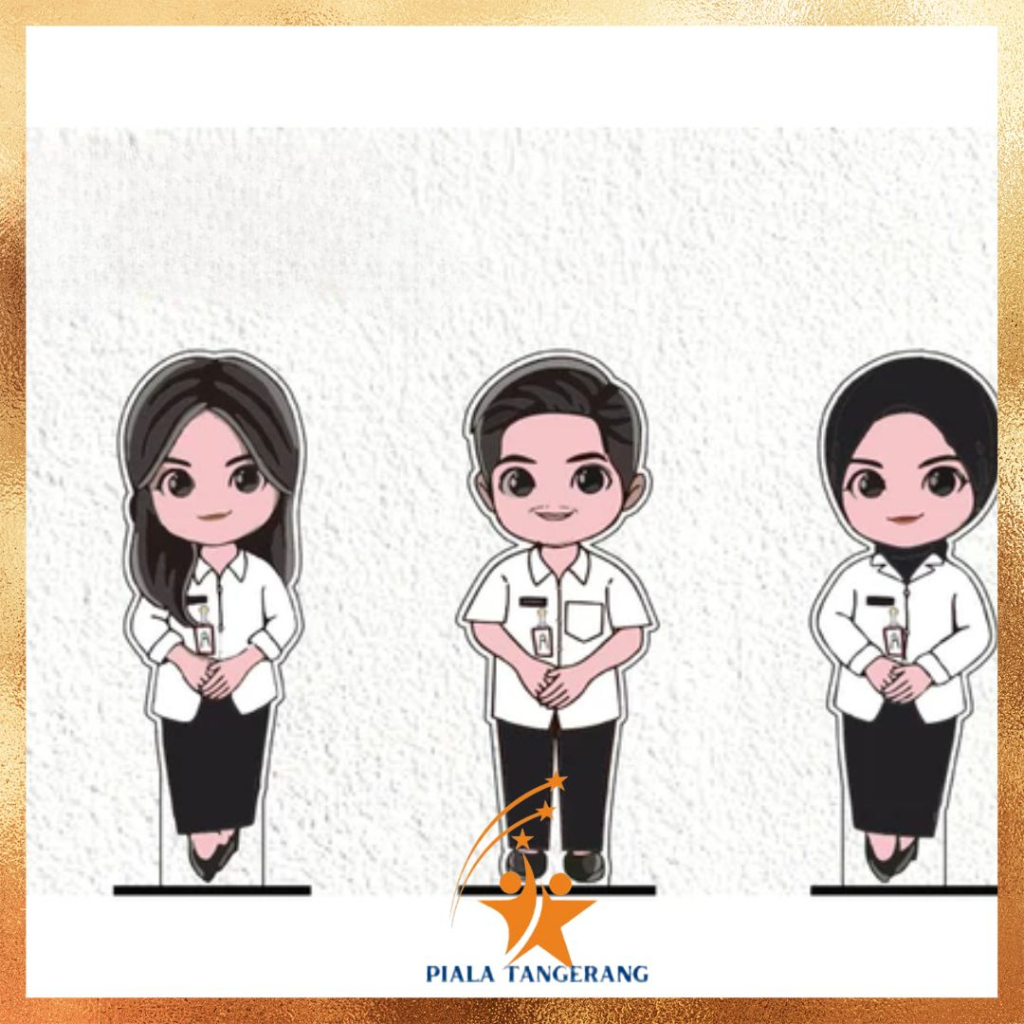 Piala Guru Baju Dinas Putih Hitam Akrilik Karakter saja Hadiah Guru