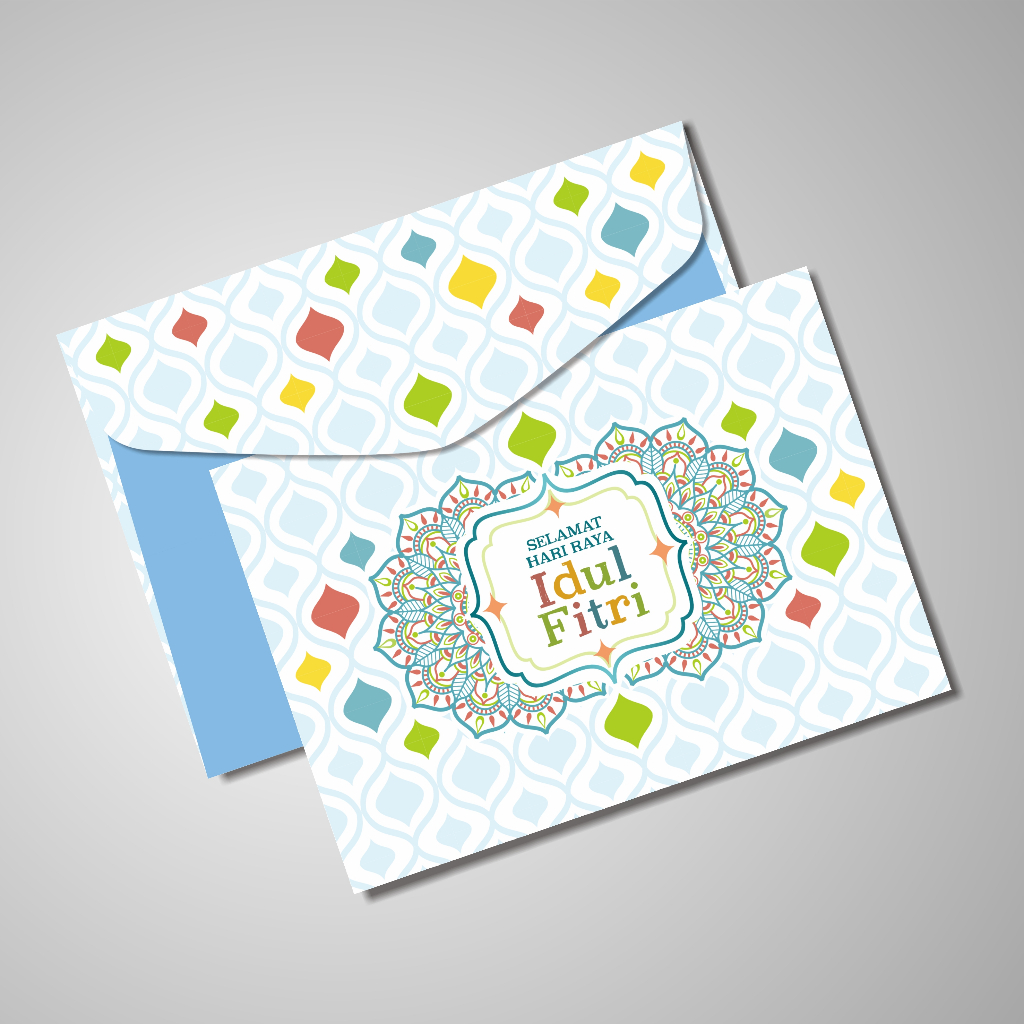 

Tat Tet Tot Kartu Ucapan Lebaran Idul Fitri Ukuran A6 Bifold - seri Biru DM