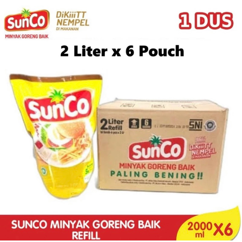 

Promo 1 dos isi 6 pouch SUNCO Minyak Goreng Cooking Oil Refill 2 Liter