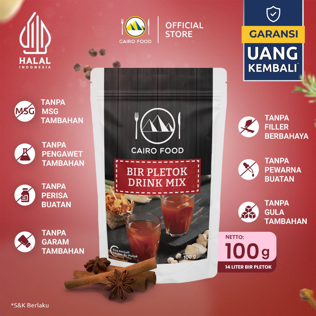 

Bubuk Minuman Bir Pletok Sehat – Tanpa MSG, 100% Rempah Murni | Cairo Food - 100 Gram